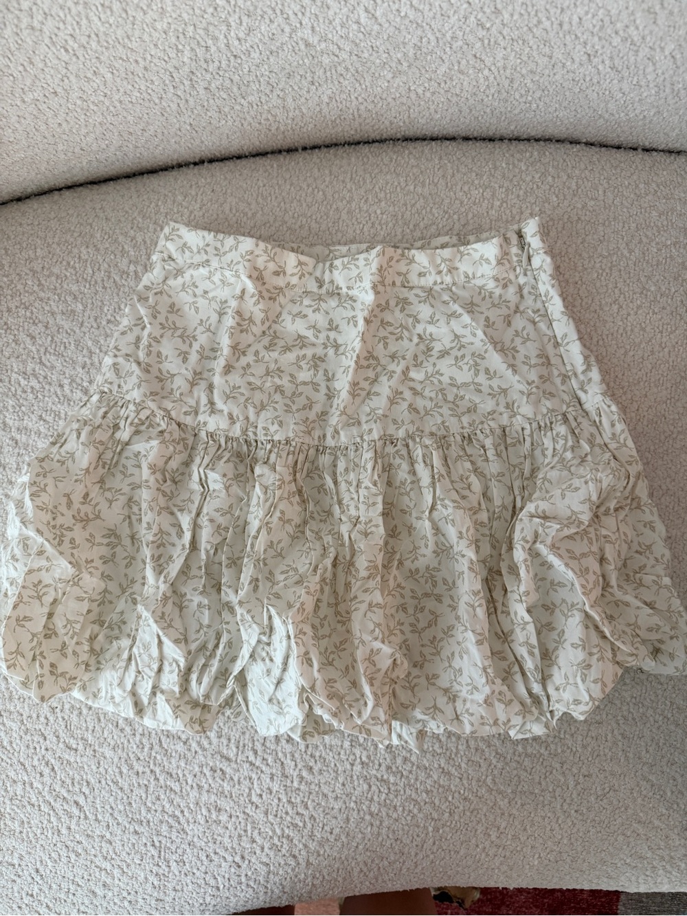 bp Cream Mini Skirt with Sage Leaf Print
